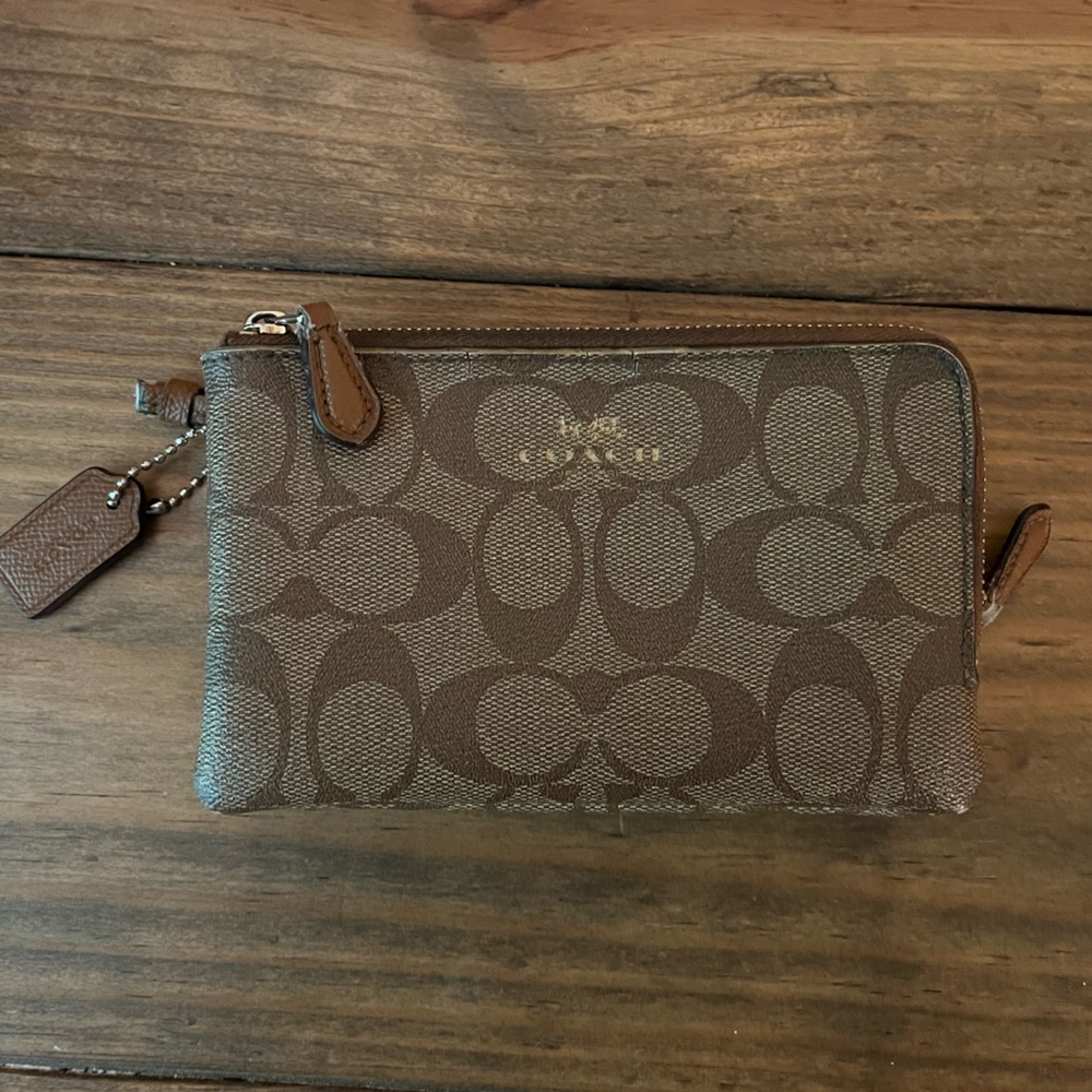 Coach Wallet, Authentic Coach Double Zip Wallet in Signature Canvas